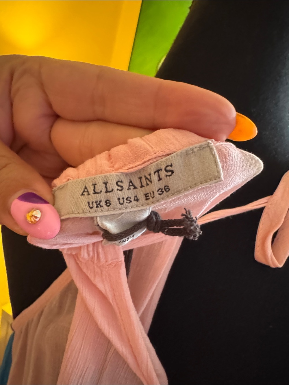 All Saints Pink, Coral and Olive Colorblock Maxi Dress - Picture 7 of 12